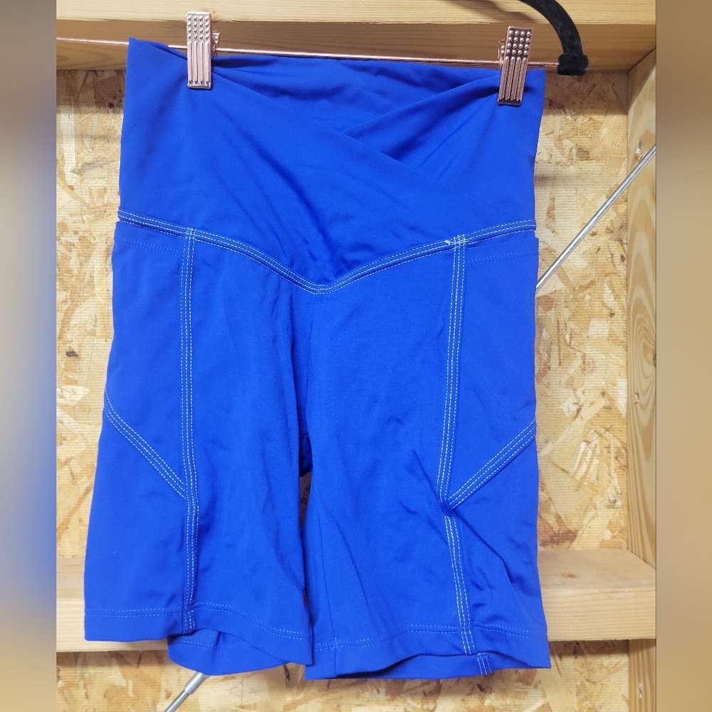Wilo NWT Contour Seam Biker Shorts Cobalt Blue Size XS